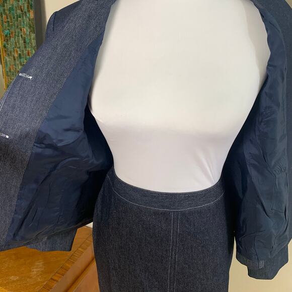 New Vintage Size 4 2-Piece Skirt Suit w/ Blazer Jacket Dark Blue Denim Classic - Picture 10 of 11